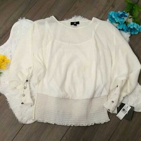 Iz Byer Tops - 2/$24 IZ Byer Sheer Shimmer White Top Blou…